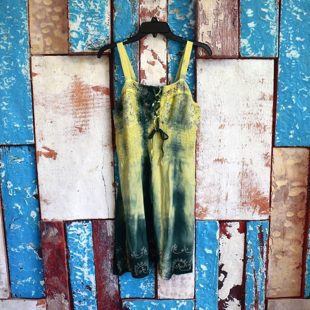 Women's LSI Dress Tie Dye Festival Boho Fairy SIZE S/M Green Tie Dye
